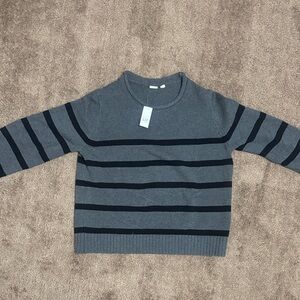 GAP Gray Crewneck Sweater with Black Stripes